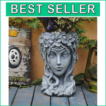 Load image into Gallery viewer, Large Diameter Goddess Head Planter - 14 Inch Resin Pot for Flowers &amp; Succulents