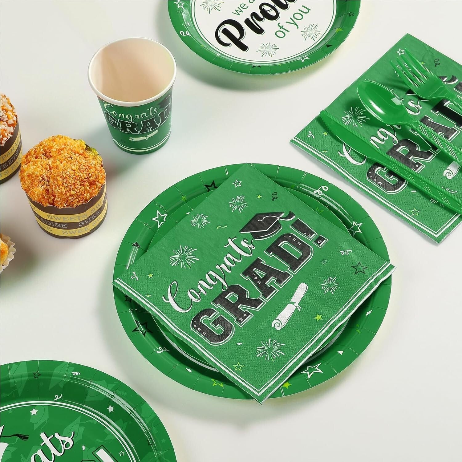 Class of 2025 Graduation Decorations - 357 Pcs Dinnerware, Banner & Tablecloth