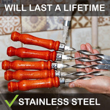 Load image into Gallery viewer, Premium 23.6" BBQ Skewers with Wooden Handles - Set of 10 for Elevated Grilling