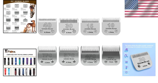 Pro-Grade Detachable Clipper Blades for Dogs - Ceramic & Stainless Steel Quality