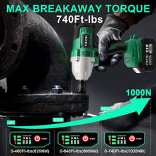 Load image into Gallery viewer, Cordless Impact Wrench Kit - 1/2 inch Brushless 740 Ft-lbs Torque Lightweight
