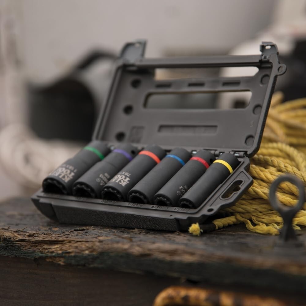 High-Torque 6-Piece Impact Socket Set with Hands-Free Adjustments & Tool Case