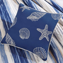 Load image into Gallery viewer, Navy/Aqua Coastal Quilt Set 6 pcs - Full/Queen with Hypoallergenic Coverlet