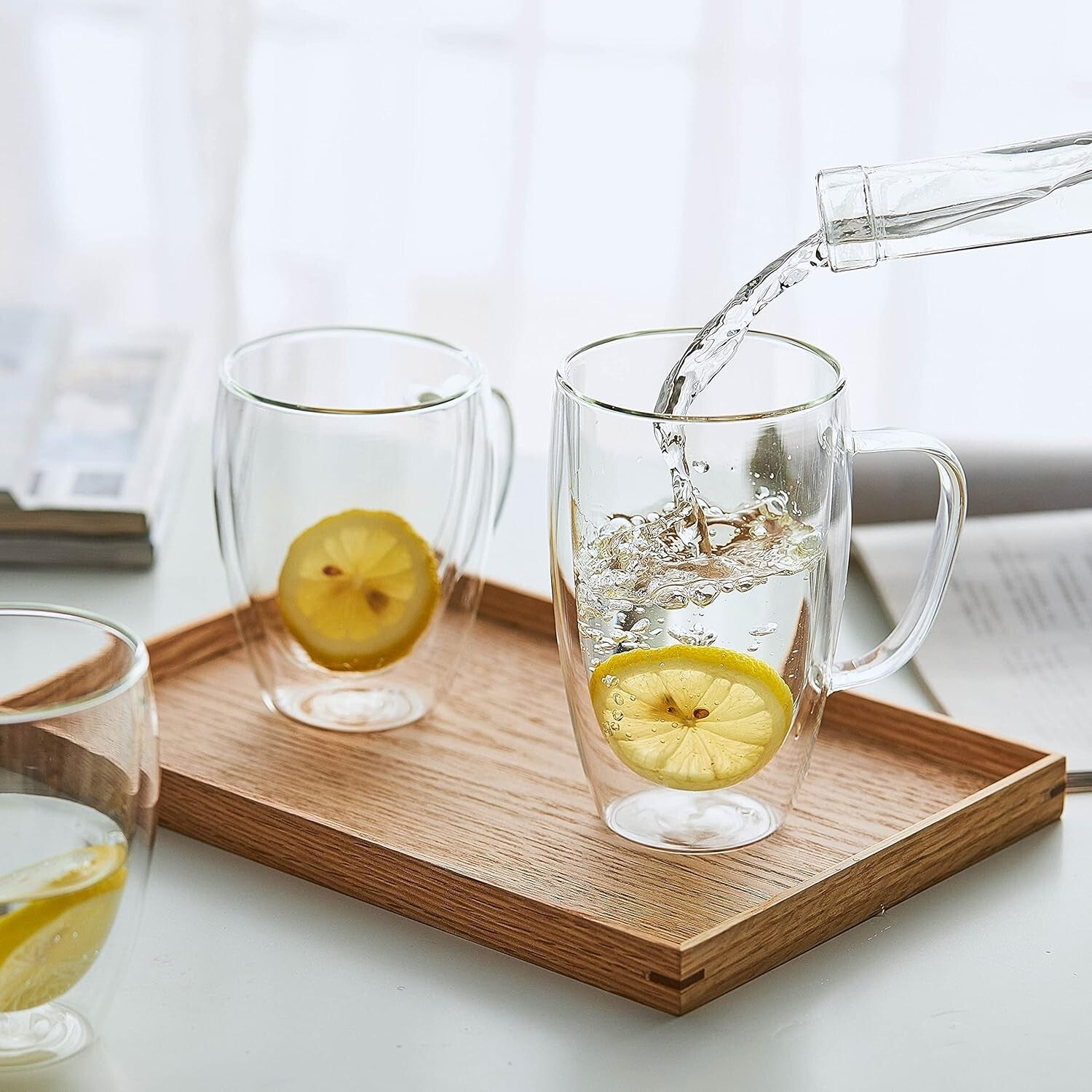 Durable Borosilicate Glass Coffee Mugs - 16oz Double Layer Insulation, 6 Pack