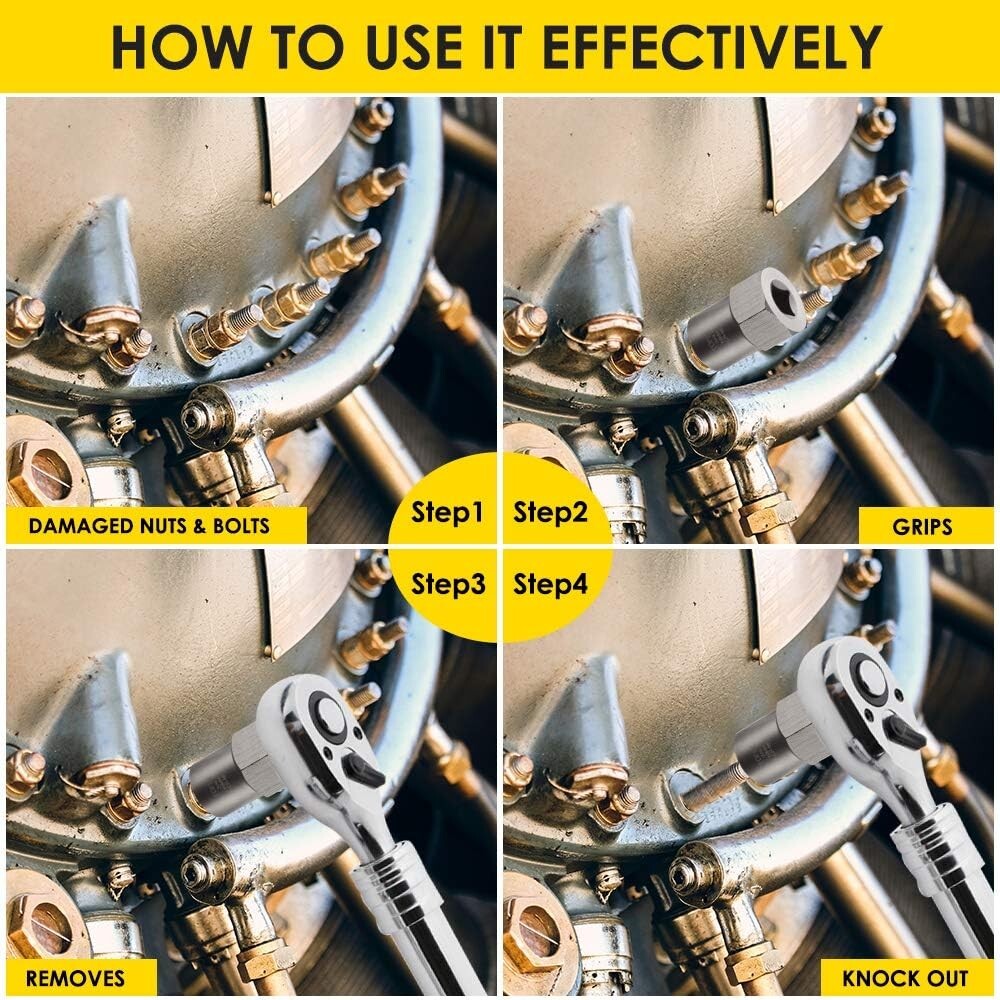 1/2 Inch Drive Impact Extractor Set - Efficient Tool for Damaged Nuts & Bolts