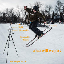 Load image into Gallery viewer, 50-Inch Extendable Tripod Smartphone Vlogging Kit with Lighting &amp; Remote Control