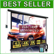 Load image into Gallery viewer, Versatile 120-Inch Electric Projector Screen for Home Theater &amp; Outdoor Use