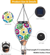 Load image into Gallery viewer, Waterproof Glass Mosaic Hot Air Balloon Lantern - Solar Powered Elegance