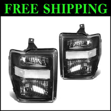 Load image into Gallery viewer, Direct Fit Black Clear Halogen Headlights for 2008-2010 Super Duty Trucks