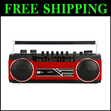 Load image into Gallery viewer, Portable Bluetooth Boombox - Retro Cassette Player, AM/FM Radio &amp; USB - Red