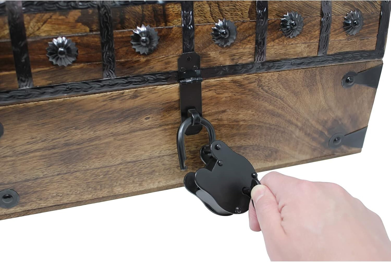 X-Large Pirate Treasure Chest with Iron Lock – Handcrafted Wooden Storage Box