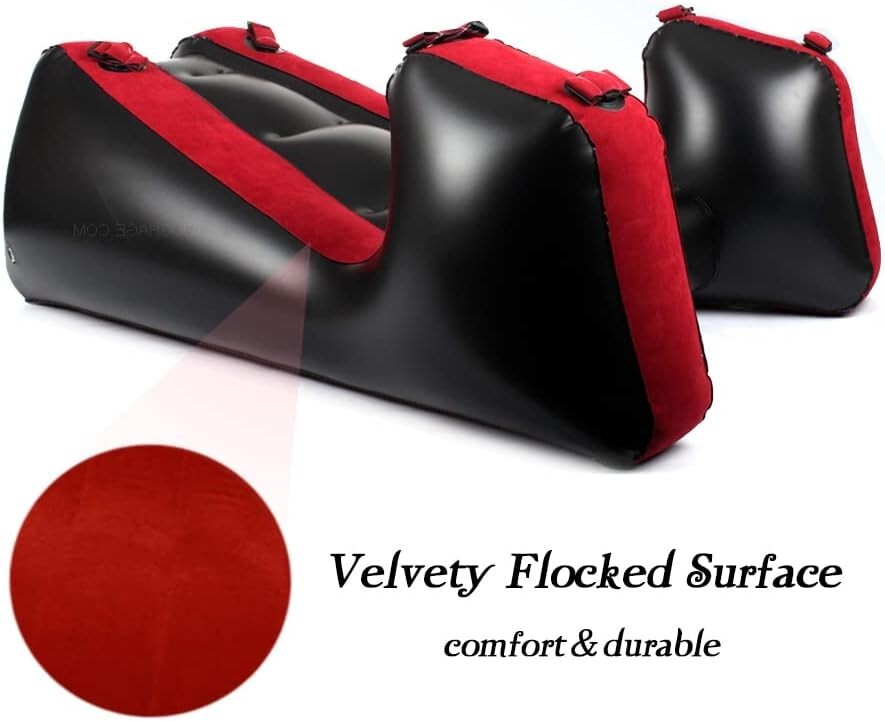 Portable Inflatable Lounge Chair in Red - Foldable Sofa for Bedroom Relaxation