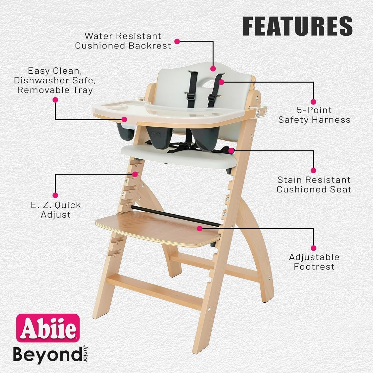 Stylish Adjustable High Chair for Toddlers - Easy Maintenance & Safety Features