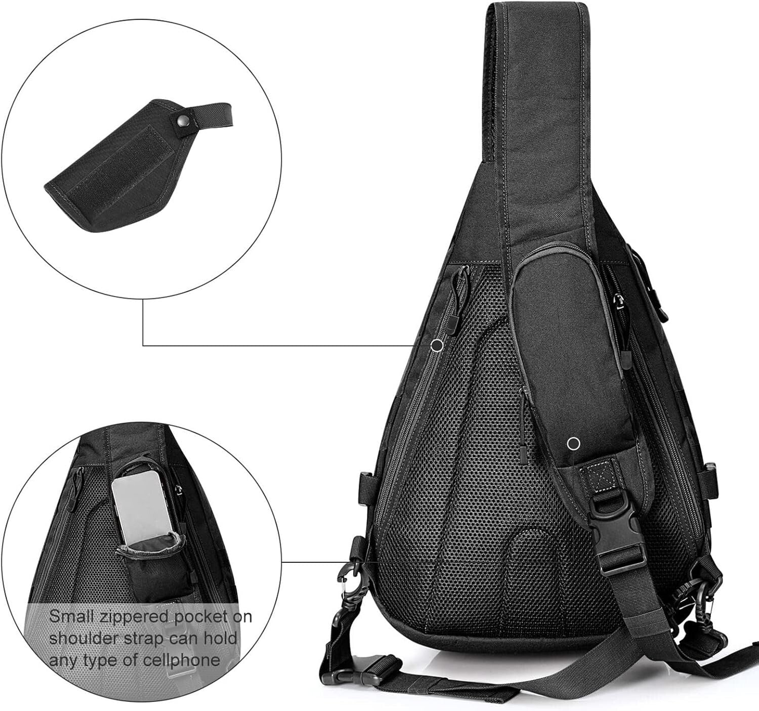 Large Capacity EDC Crossbody Backpack with Concealed Pocket and Adjustable Strap