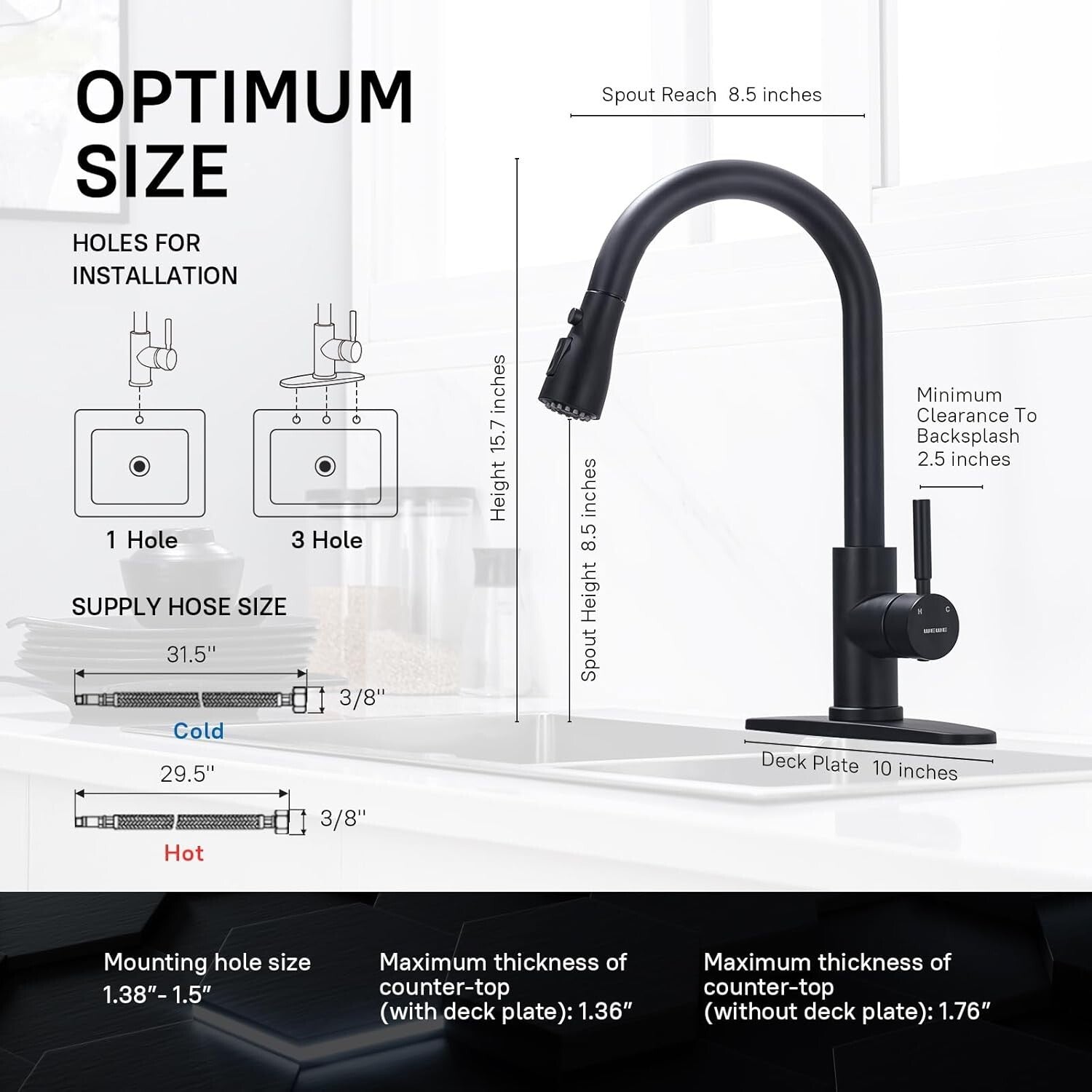 Single Handle Kitchen Faucet with Retractable Sprayer & Easy Installation