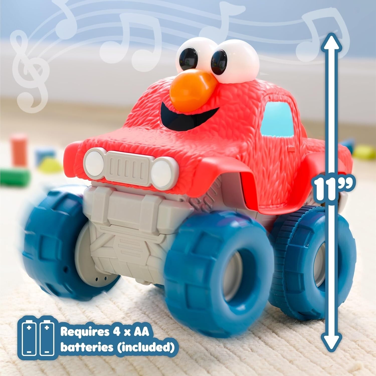 Cute Elmo Monster Truck Toy for Active Play - Pops Wheelies, Sounds, and Phrases