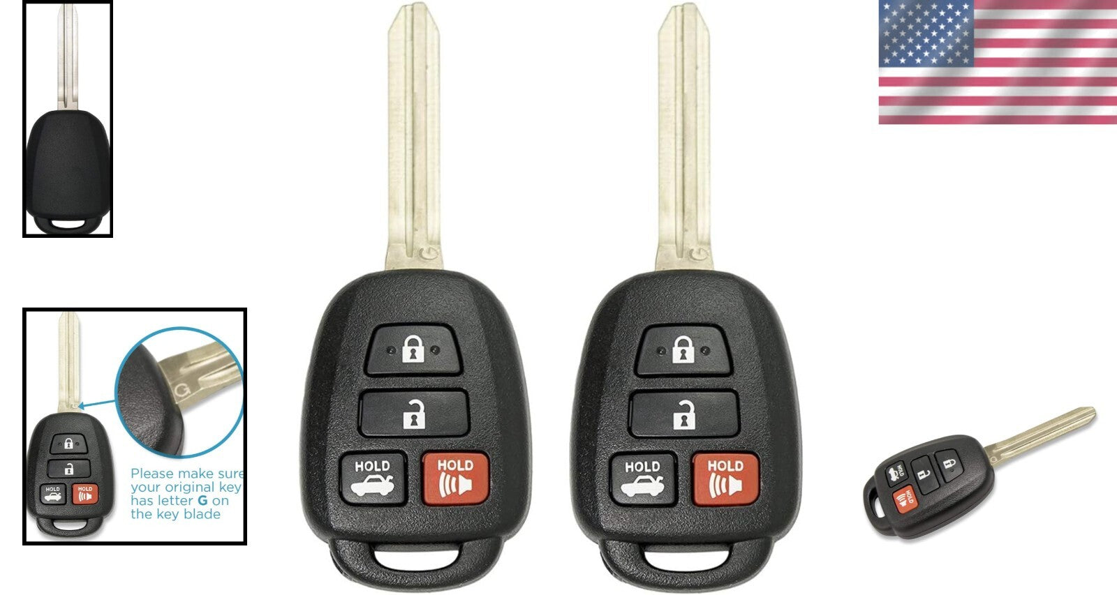 Replacement Key Fob for Toyota Camry 2012-2014 - 3 Button Ergonomic Key Set