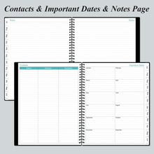 Load image into Gallery viewer, Stylish Black Planner 2025-2026 - Daily and Monthly with Comprehensive Layout