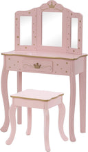 Load image into Gallery viewer, Elegant Kids Vanity Set with Pink Mirror and Stool - Perfect for Little Girls