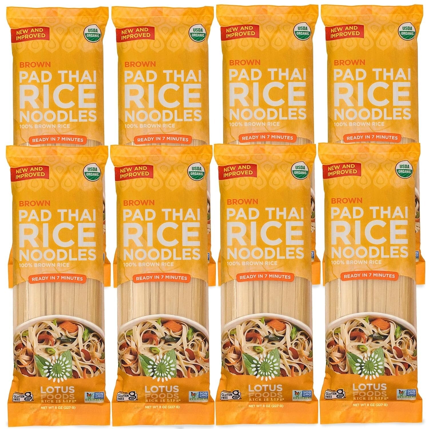 Sustainable Organic Pad Thai Noodles - Heirloom Brown Rice, 8 Oz (Pack of 8)