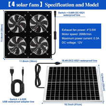 Load image into Gallery viewer, High Efficiency Solar Ventilation Fan - 25W Solar Panel for Barns &amp; Dog Houses