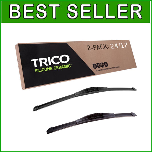 Durable Ceramic Coated Windshield Wipers - 24" + 17" Set with Easy Install