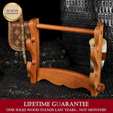 Load image into Gallery viewer, Elegant Two-Tier Solid Wood Sword Display Stand for Katana &amp; Medieval Swords
