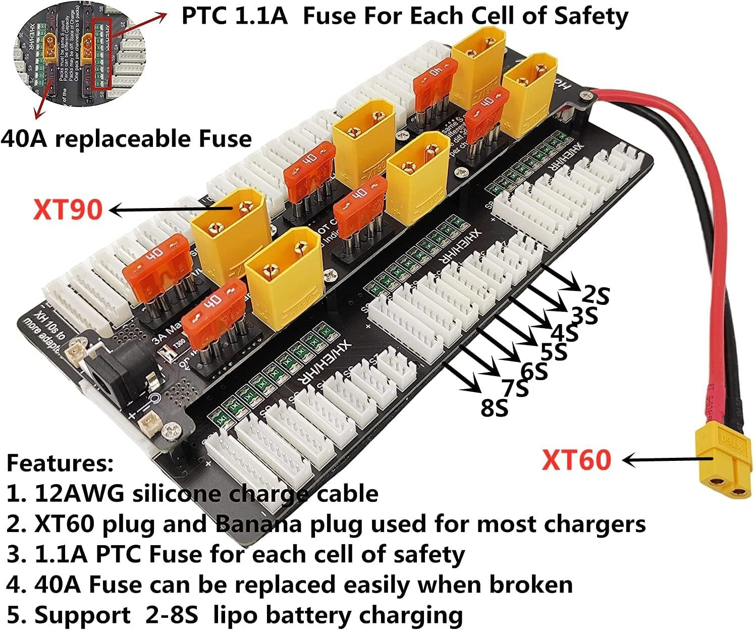 Versatile 2-8S Parallel Battery Charger Board with Superior Safety Protections