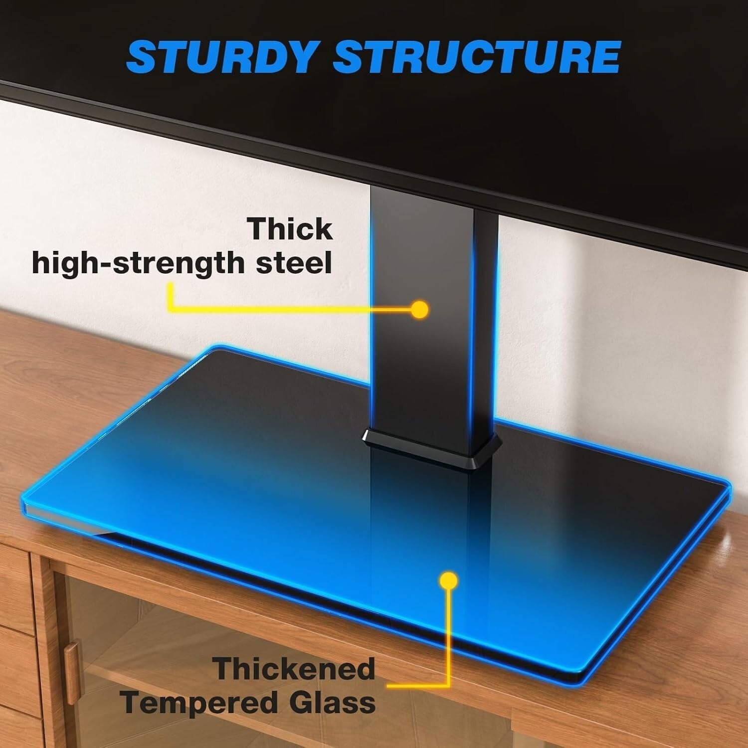 Elegant Universal TV Stand with Swivel Mount for 32-75 Inch TVs - Tempered Glass