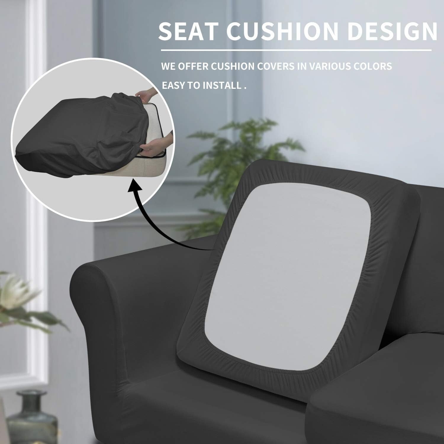 Stretch Pet-Friendly Sofa Cover: 3-Piece Set for Durable Protection - Dark Gray