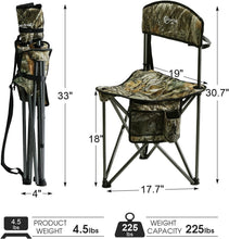 Load image into Gallery viewer, Lightweight Camo Tripod Stool with Backrest - Portable Camping Chair for 225 lbs