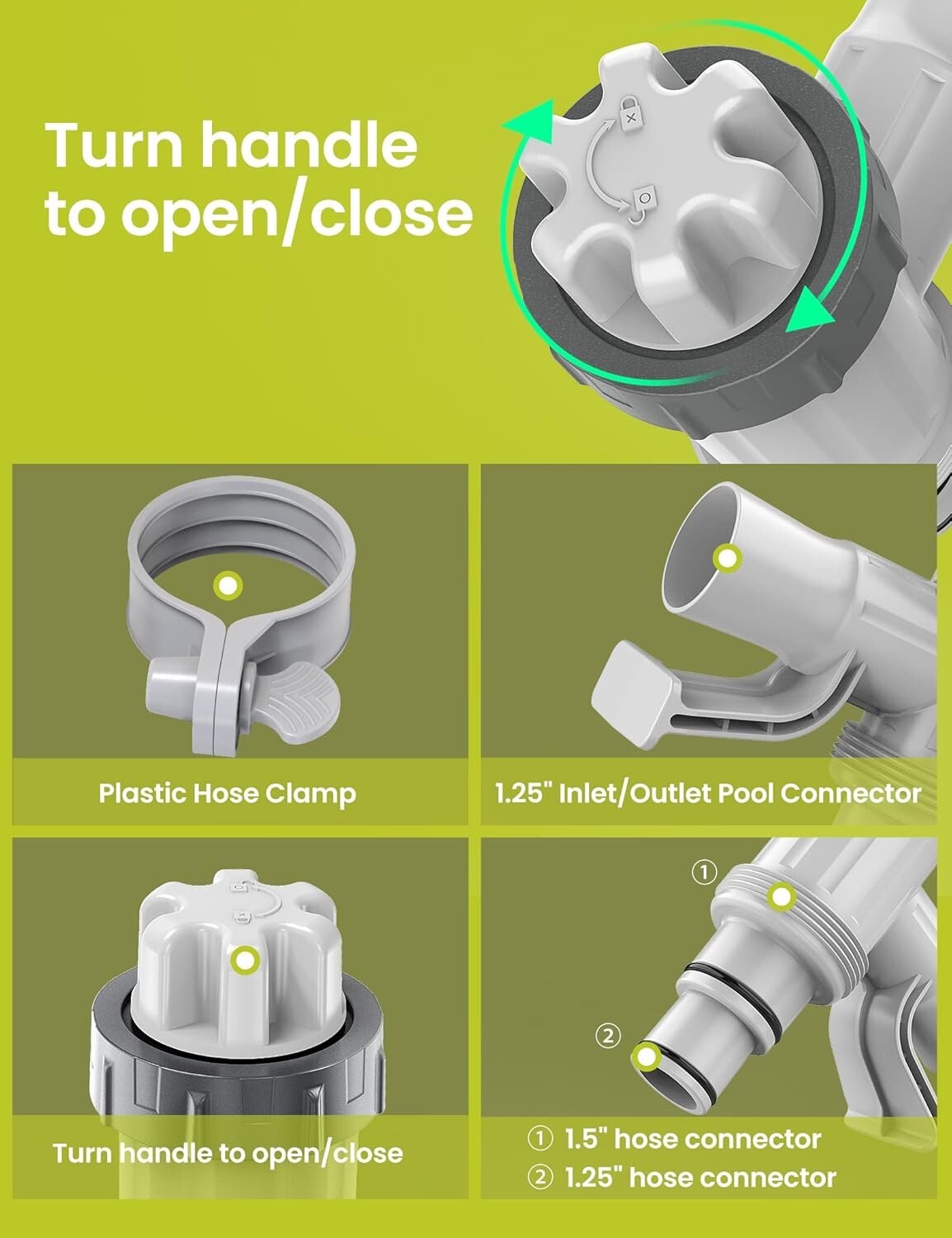 Durable Swimming Pool Hose Adapter with Leak-Proof Plunger Valves - 2 Pack