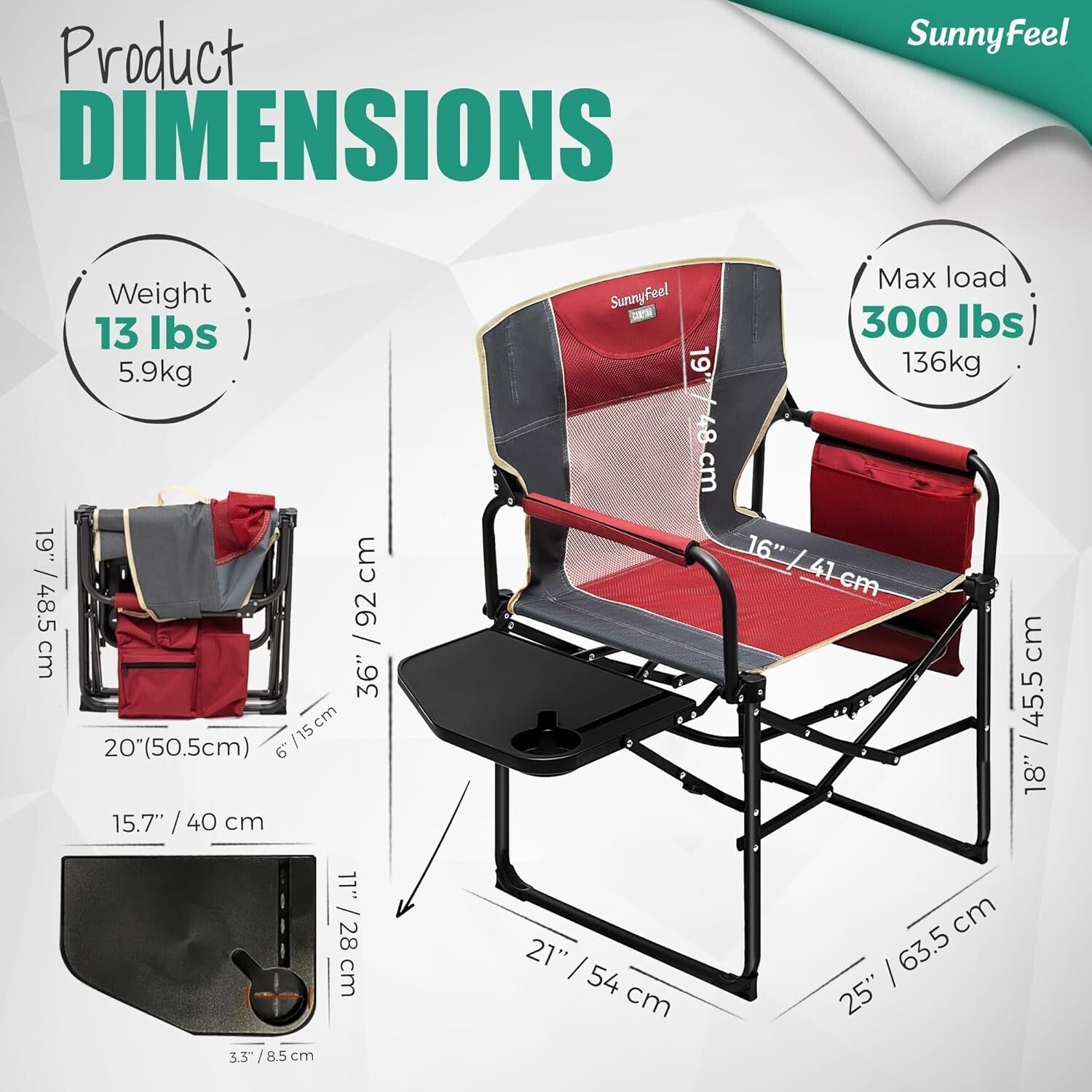 Portable Red Directors Chair with Side Pocket – Perfect for Camping & Concerts