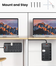 Load image into Gallery viewer, Multi-Outlets Power Strip with 22 Outlets + 6 USB Ports - Flat Plug for Space
