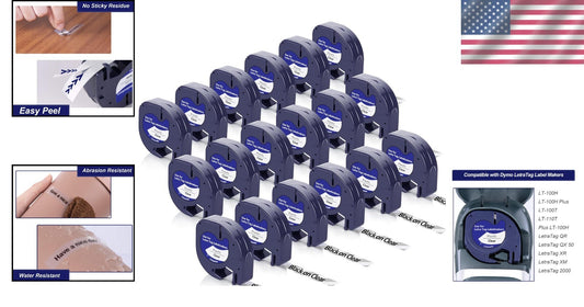 Durable Black on Clear Plastic Labels: 18 Count Compatible with Dymo Printers