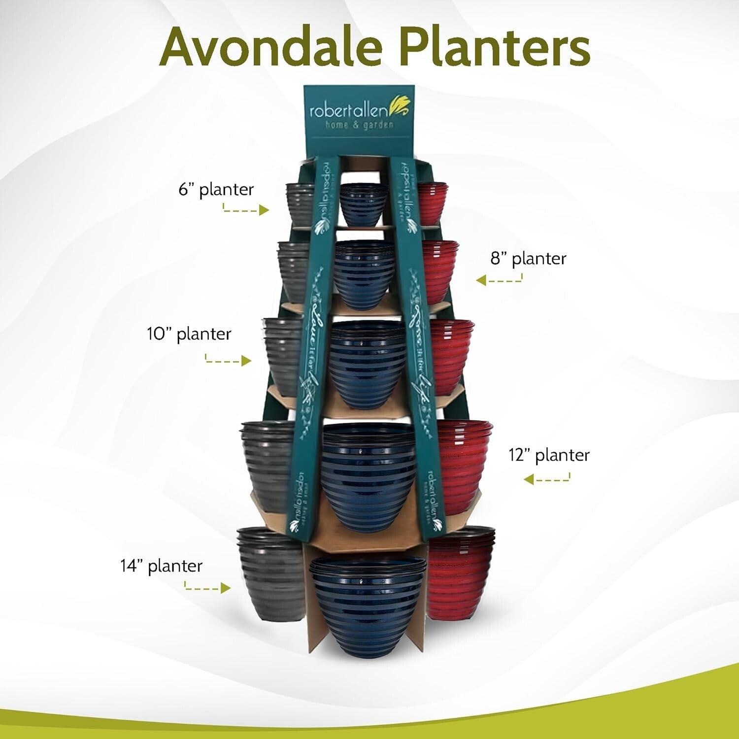 High-Gloss 12" Ironstone Midnight Sapphire Planters - Lightweight & Durable Set