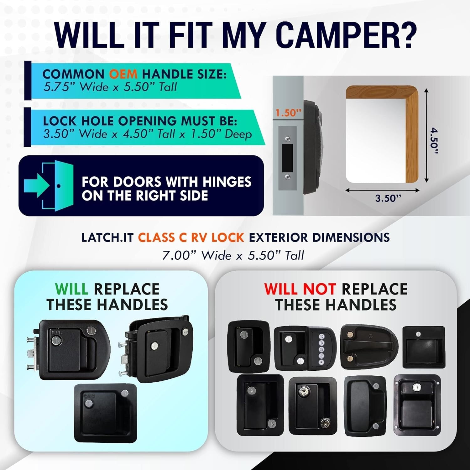 All-Metal RV Door Lock Replacement for Class C Campers – 2 Keys Included