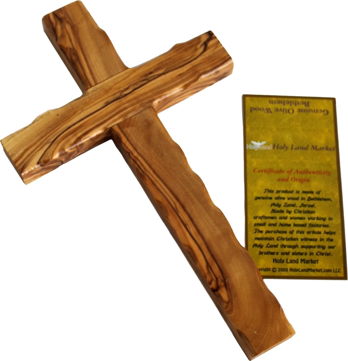 Hand-Carved Olive Wood Cross from Bethlehem - Unique Spiritual Wall Decor