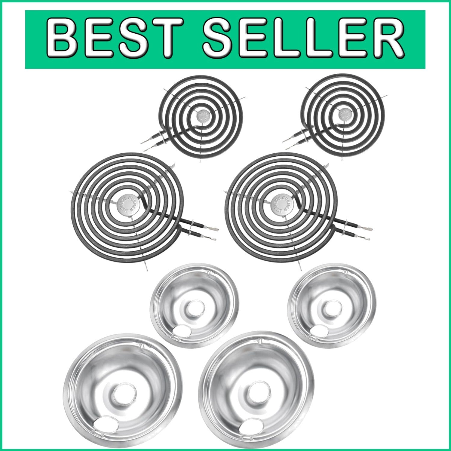 6" & 8" Drip Pan and Burner Element Set for GE & Hotpoint Stoves - Easy Care