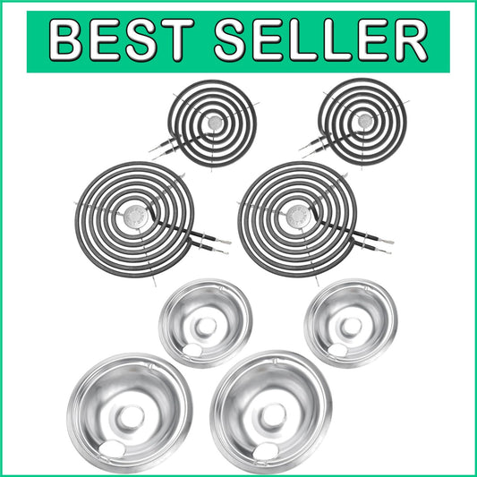 6" & 8" Drip Pan and Burner Element Set for GE & Hotpoint Stoves - Easy Care
