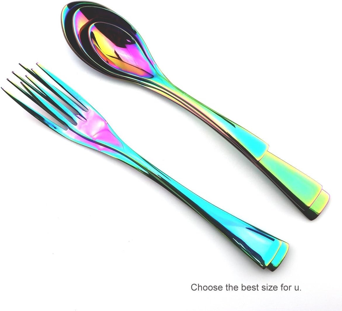 20-Piece Luxury Iridescent Flatware Set - Elegant Stainless Steel Silverware