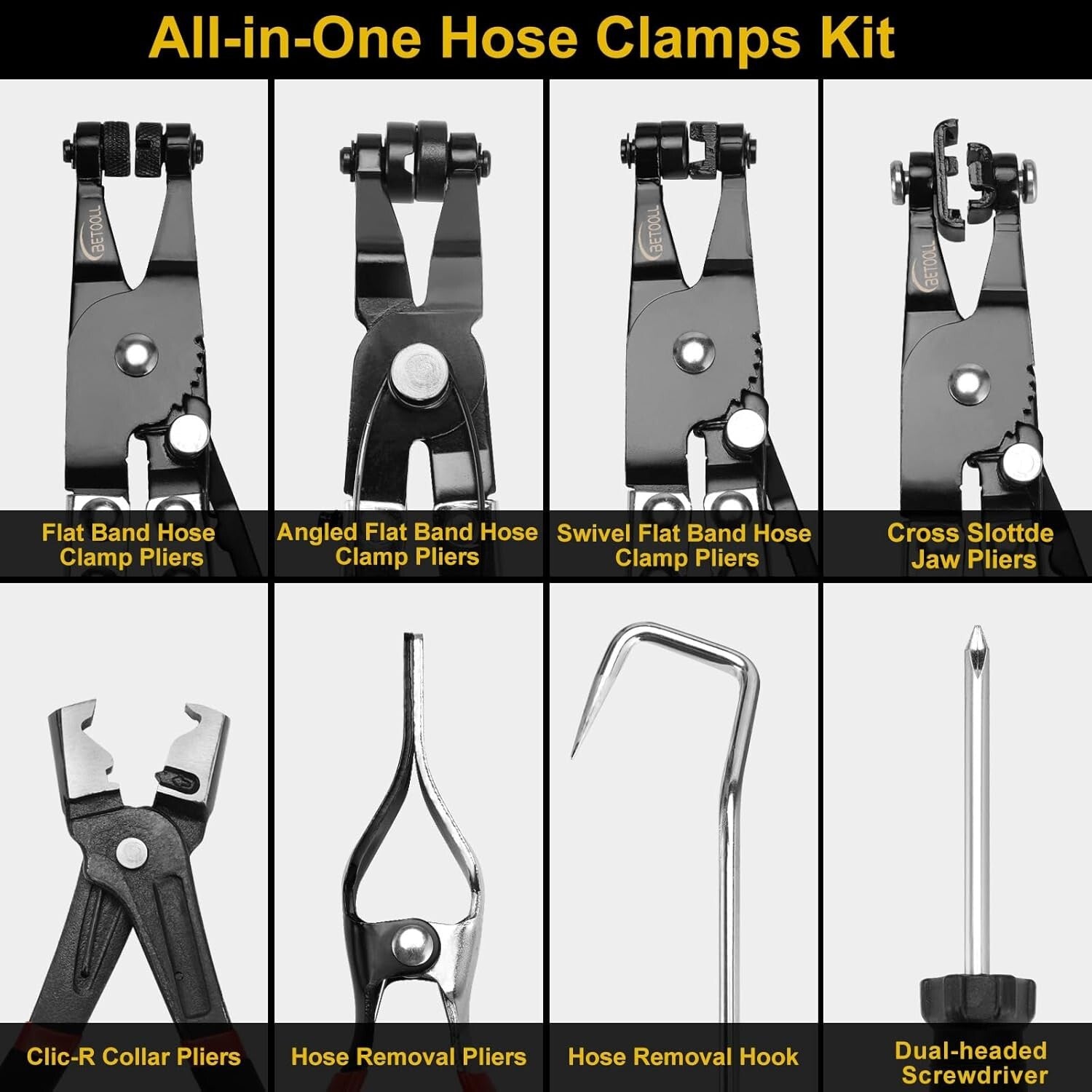 Flexible Long Reach 9pcs Hose Clamp Tool Set with Storage Box for Mechanics