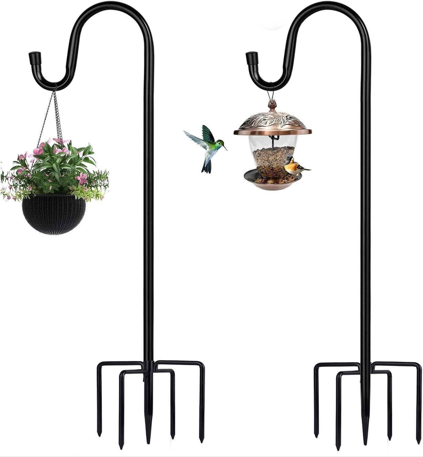 Dual 94-Inch Shepherd Hooks for Outdoor Use - Hang Feeders & Create Ambiance