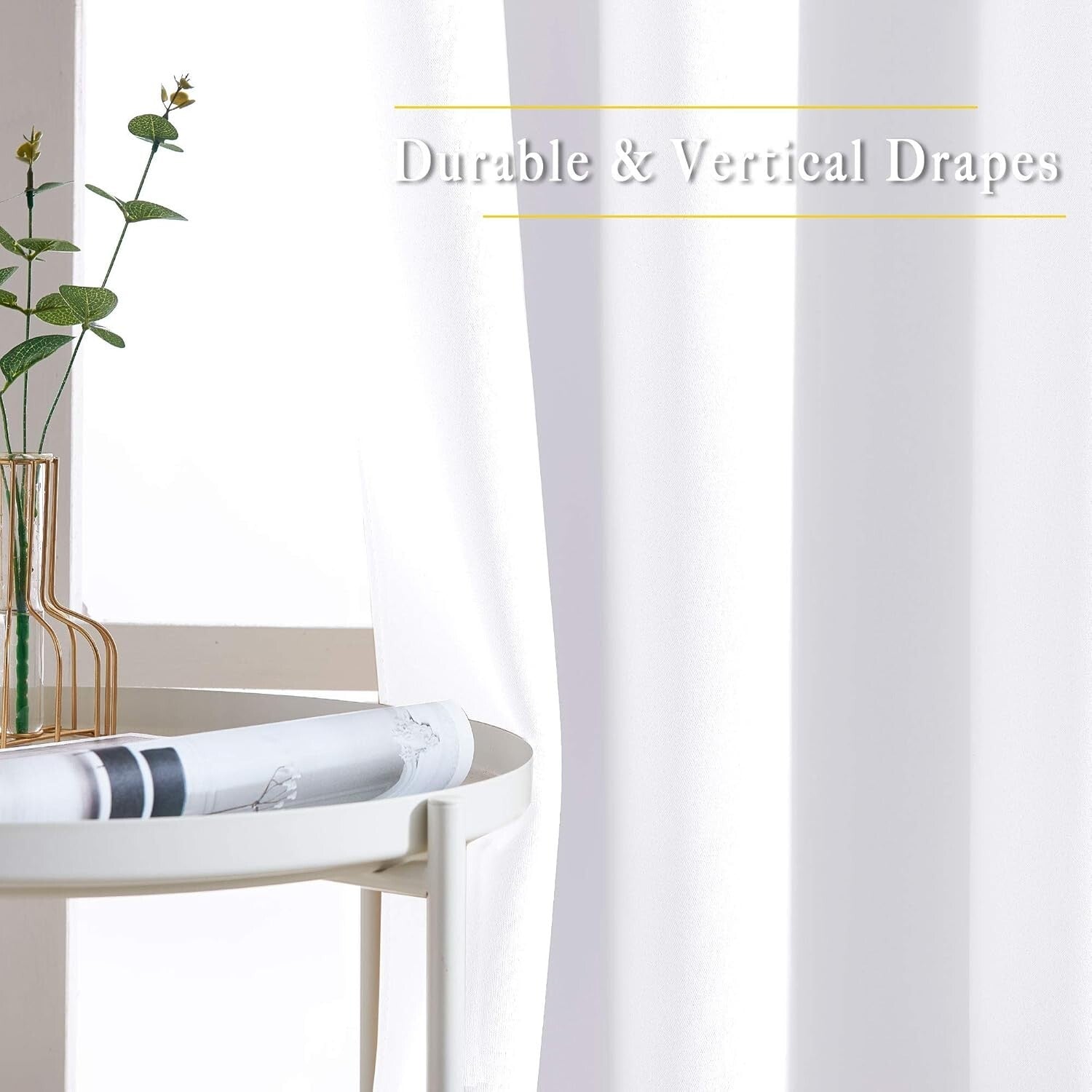 Modern White Room Darkening Grommet Curtains - Noise Reducing Insulated Panels