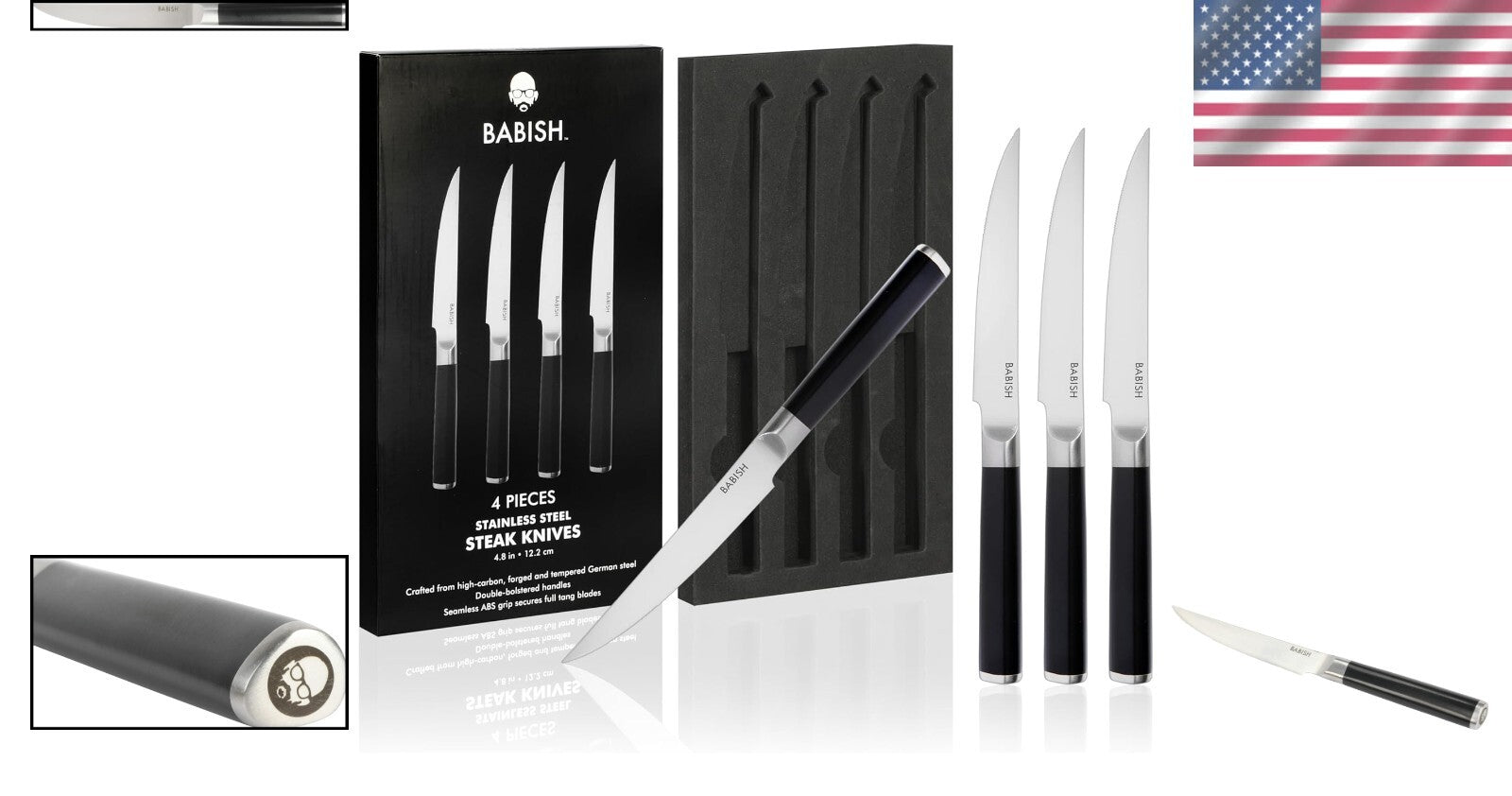 4-Piece High-Carbon German Steel Kitchen Steak Knife Set - Ultimate Precision
