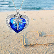 Load image into Gallery viewer, Nursing School Graduation Gift: Sterling Silver Pendant with Angel Heart Charm