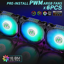 Load image into Gallery viewer, High-Performance Gaming PC Case with 6 ARGB Fans, USB 3.0 and Efficient Cooling