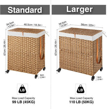 Load image into Gallery viewer, Elegant 110L Divided Laundry Basket with Wheels - Waterproof and Easy-Clean