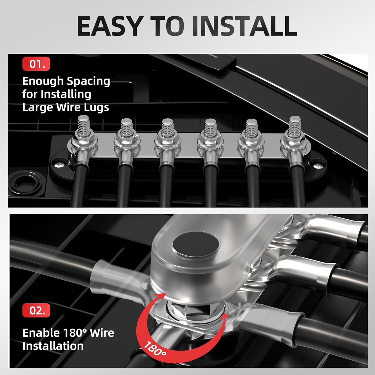 Heavy-Duty 300A Terminal Block with Polycarbonate Cover - Ideal for All Vehicles