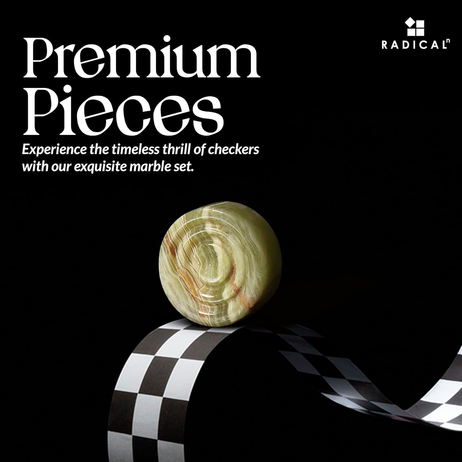 Elegant Onyx Marble Checkers Pieces - 1.25'' Handmade Luxury Game Accessories